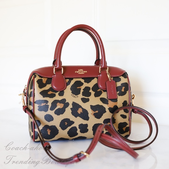 Coach Mini Bennett Satchel With Leopard Print - Picture 5 of 8